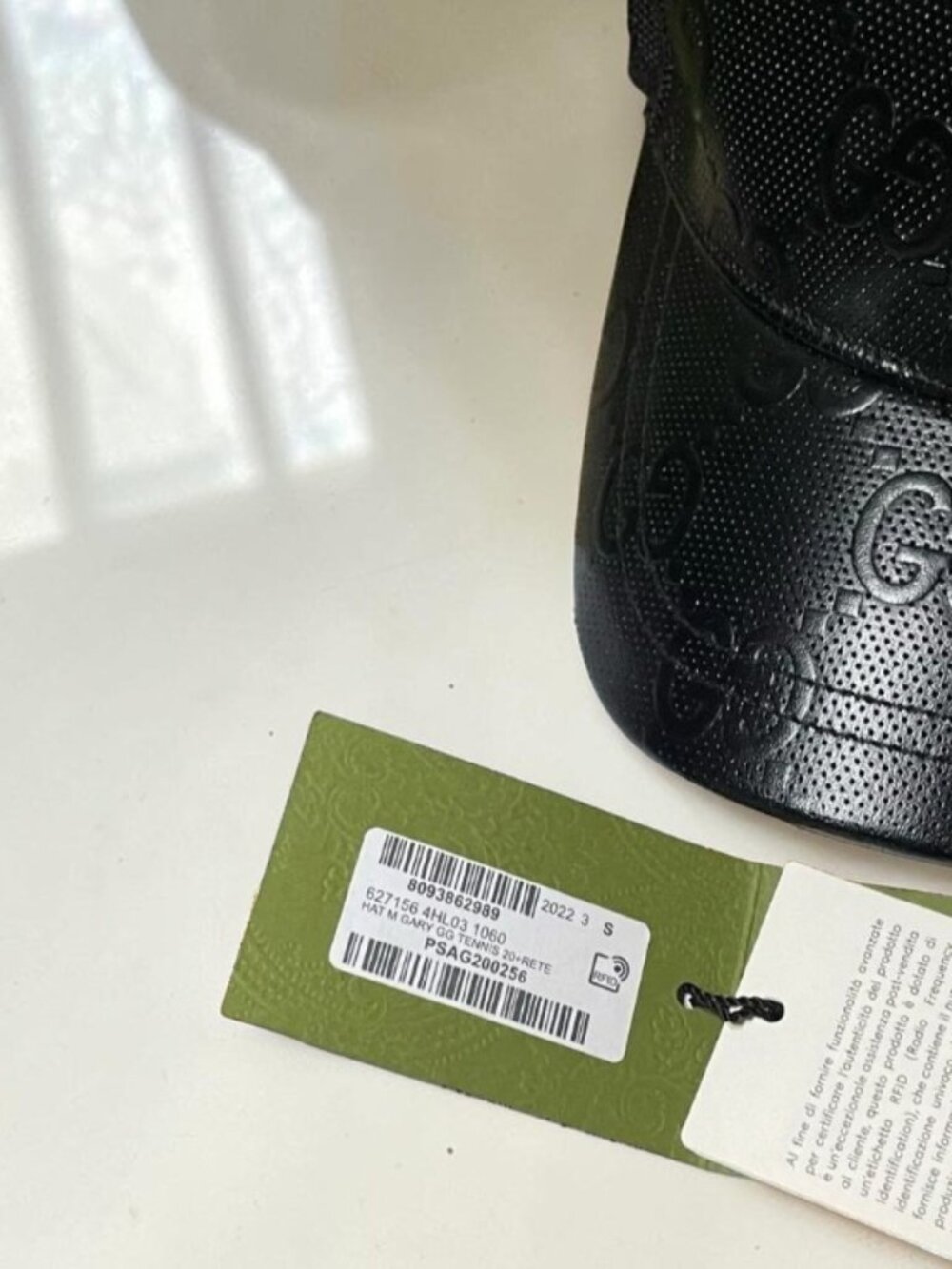GUCCI GG Embossed Black Leather Mesh Trucker Baseball Cap Hat Italy + Dust Bag - Picture 5 of 10